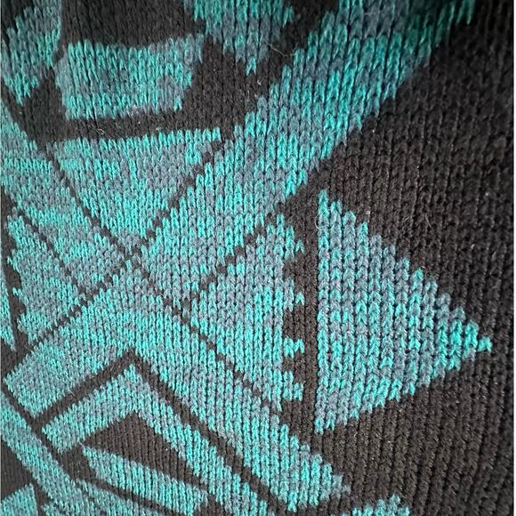 VTG Cosby Sweater Mens XL Blue Abstract Geometric Knit Pullover Crewneck 90s Y2K - Picture 9 of 14